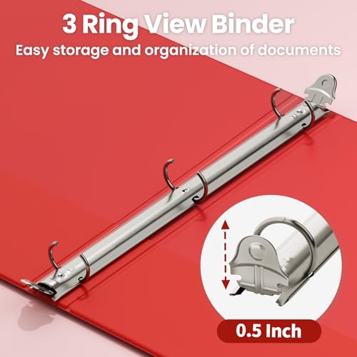 SUNEE 1.3cm(1/2인치) 바인더 3링 6팩, 3링 바인더 1.5cm(1/2인치) 클리어 뷰 PVC 프리 (21.6 x 27.9cm(8.5 x 11인치) 적합), 학교 바인더 또는 사무실 바인더 용품용, 클래식 6가지 - color: 클래식 모음, size: 0.5 Inch