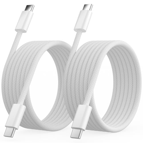 Quickeep USB C to USB C Cable 6 FT 2 Pack, Nylon Braided 60W iPhone 17 16 15 Charger Cord, Type C Charger Fast Charging, USBC to USBC Cable for iPhone 15 16 Pro Plus Pro Max/iPad Pro/Air - color: White, size: 6FT