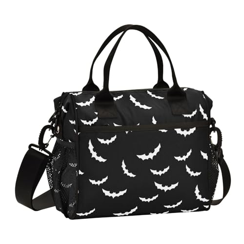 Halloween Bat Lunch Bag & Lunch Box for Women with Adjustable Strap, M | Insulated Portable Lunch Totem Bag Cooler Bag for School Hiking Office Picnic - color: lunch 1, size: Medium