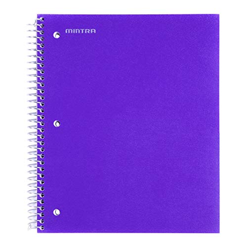 Mintra Office Durable Spiral Notebooks, 3 Subject (aTeal, Purple, White, Wide Ruled 3pk) - color: aTeal, Purple, White, size: Wide Ruled 3pk