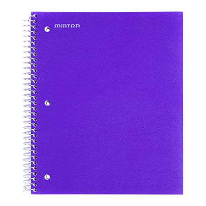 Mintra Office Durable Spiral Notebooks, 3 Subject (aTeal, Purple, White, Wide Ruled 3pk) - color: aTeal, Purple, White, size: Wide Ruled 3pk