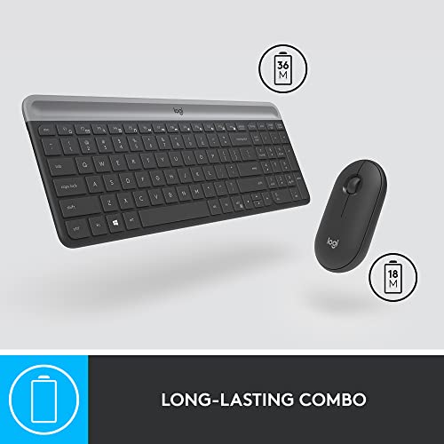 Logitech MK470 Slim Wireless Keyboard and Mouse Combo - Modern Compact Layout, Ultra Quiet, 2.4 GHz USB Receiver, Plug n' Play Connectivity, Compatible with Windows - Graphite - color: Graphite