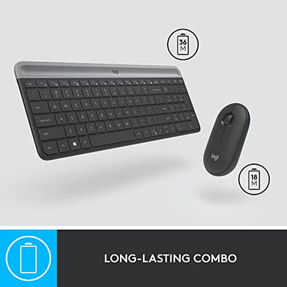 Logitech MK470 Slim Wireless Keyboard and Mouse Combo - Modern Compact Layout, Ultra Quiet, 2.4 GHz USB Receiver, Plug n' Play Connectivity, Compatible with Windows - Graphite - color: Graphite