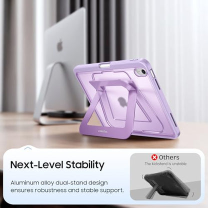 Fintie Shockproof Case for iPad (A16) 11th Generation 11 Inch (2025), iPad 10th Generation 10.9 Inch (2022) - [Built-in Pencil Holder] Slim Frosted Protective Cover with Multi-Angle Kickstand, Purple - color: Purple