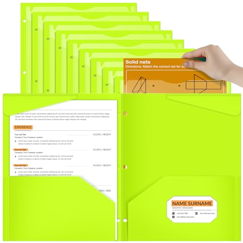 Henoyso 36 Pcs Shiny Green Plastic Folders with 2 Pockets and Clear Front Pocket 3 Holes Bulk Heavy Duty Letter Size Folders for Back to School, Office & Home, Classroom Organization - color: Shiny Green