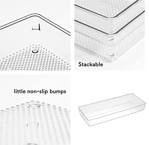 3 Pack Clear Plastic Drawer Organizer Tray Cutlery Utensil Makeups Drawer Silverware Organizers 12" X 6"… (6P(6X6+6X9+6X15)) - size: 6 Pack Mixed Sizes Clear Plastic