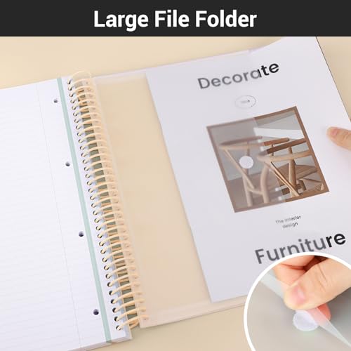 EUSOAR 3 Subject Notebook College Ruled, A4 9.25" x 11.7" Large Lined Spiral Notebook Journal, PP Hardcover Cute Notebook 240 Pages 90gsm Thick Paper with Pocket for Work Office School Supplie - color: Yellow, style: A4 Lined