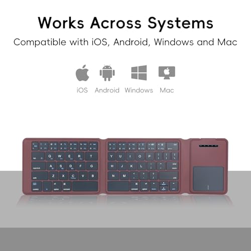iPazzPort Foldable Bluetooth Keyboard for iPad, Portable Wireless Travel Keyboard with Multi-Device Pairing, Rechargeable Compact Keyboard for Tablet, Phone, Laptop, iOS Android Windows Mac