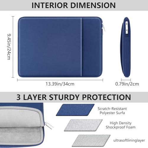 MicaYoung13-13.3 Inch Laptop Sleeve Case Padded Computer Protective Cover Bag Lightweight Shockproof Compatible with 13.3 inch Chromebook Notebook 14 inch MacBook Pro M1 M2 M3 (2021-2024), Navy Blue - color: Navy Blue, size: 13"-13.3"