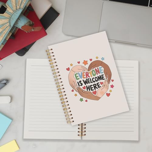 Diversity Inclusion Teachers Spiral Notebooks, Everyone is Welcome Here Equality Journal for Writing, End of Year Teacher Appreciation Gifts Notebook for Note Taking, 5.5x8.3 Inch - color: Diversity Inclusion Teachers