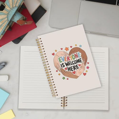 Diversity Inclusion Teachers Spiral Notebooks, Everyone is Welcome Here Equality Journal for Writing, End of Year Teacher Appreciation Gifts Notebook for Note Taking, 5.5x8.3 Inch - color: Diversity Inclusion Teachers
