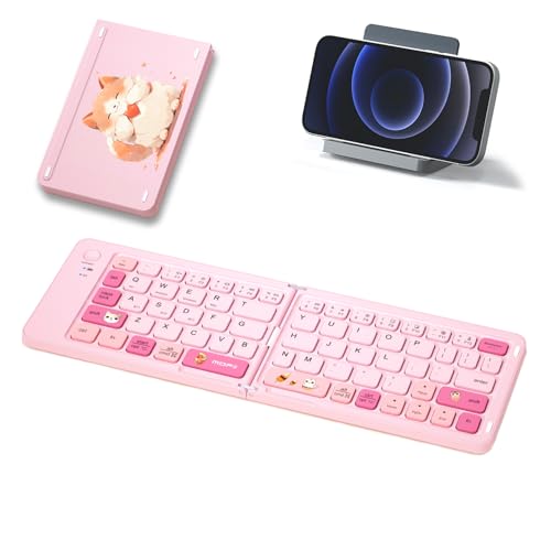 Foldable Compact Keyboard, Portable Bluetooth Keyboard with, Pocket-Sized Wireless Travel Keyboard, for iPad, iPhone, Smartphone, Tablet and Laptop