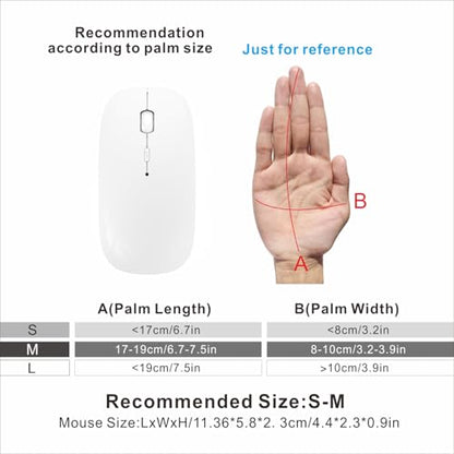 HOTDREAM Bluetooth Wireless Rechargeable Mouse for MacBook Pro/Air/iPad Air/iPad Pro/Laptop/Tablet/iPhone/PC, Bluetooth 5.2/3.0 and 2.4GHz Dual Mode Mouse (White) - color: white