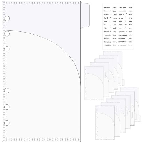 12Pcs A6 Cash Stuffing Envelopes with 6 Tabs 2 Sets 2-Layer Pockets Binder Dividers with Label Stickers Waterproof Clear PP Budget Planner Inserts for 6 Ring Binder Accessories (Clear) - color: Clear