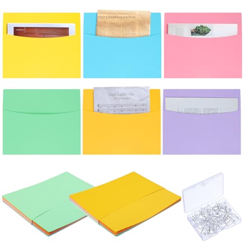 24 Pcs Oversized Wall Pockets 10 x 12 Inches 6 Colors Assortment Hanging Wall File Folder Organizer for Classroom Bulletin Boards Office Home Studying (Macaron Color) - color: Macaron Color