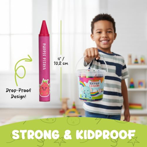TinyGeeks Jumbo Crayons For Toddlers 3-8 - 18pc Toddler Baby Crayons For Kids Ages 4-8 & 3-4 - With Printed Coloring Sheets - Washable, Non Toxic and Easy To Hold - Perfect for Classroom