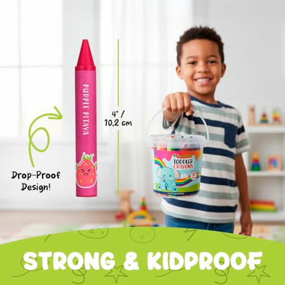 TinyGeeks Jumbo Crayons For Toddlers 3-8 - 18pc Toddler Baby Crayons For Kids Ages 4-8 & 3-4 - With Printed Coloring Sheets - Washable, Non Toxic and Easy To Hold - Perfect for Classroom