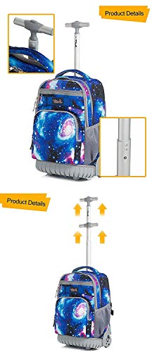Tilami Rolling Backpack 19 inch with Lunch Bag Wheeled Laptop Backpack, Galaxy - color: Galaxy