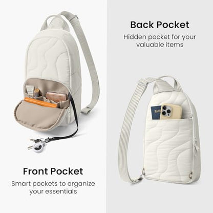 tomtoc 10L Puffy Sling Backpack with Padded Compartment for MacBook Neo A18 | Lightweight Quilted Crossbody Bag for 11-inch iPad Air/Pro, Nintendo Switch 2, Puffer Travel Chest Daypack for Women Girls - color: Snowberg