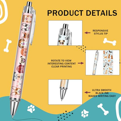 Dog Ballpoint Pens Gifts - School Office Retractable Supplies 24 Pcs Cute Gifts Bulk Black Ink Smooth Fine Point Writing Pen Colorful Graduation Birthday Gift for Women Men Teacher Students - style: Dog