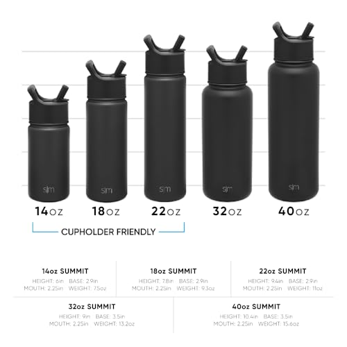 Simple Modern Kids Water Bottle with Straw Lid Vacuum Insulated Stainless Steel Metal Thermos Bottles | Reusable Leak Proof BPA-Free Flask for School | Summit Collection | 18oz, Midnight Black - color: - Midnight Black, style: 18oz