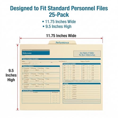 ComplyRight Performance Folder, Pack of 25 | 9-1/2" x 11-3/4", Document Filing Folder for Businesses, HR Employee Management Documentation Office Supplies - style: Performance