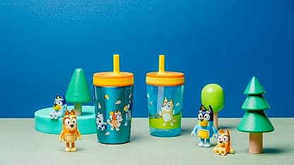 Zak Designs Bluey Kelso Tumbler Set, Leak-Proof Screw-On Lid with Straw, Bundle for Kids Includes Plastic and Stainless Steel Cups with Bonus Sipper, 3pc Set - color: Bluey, size: 3 Piece Set (Pack of 1)