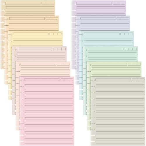 PerKoop 12 Pack 480 Sheets Colored Discbound Refill Paper 8.5 x 11 Inch College Ruled 11 Disc Letter Size Lined Paper Multicolored Notebooks for Refill Journaling (Pastel Colors) - color: Pastel Colors