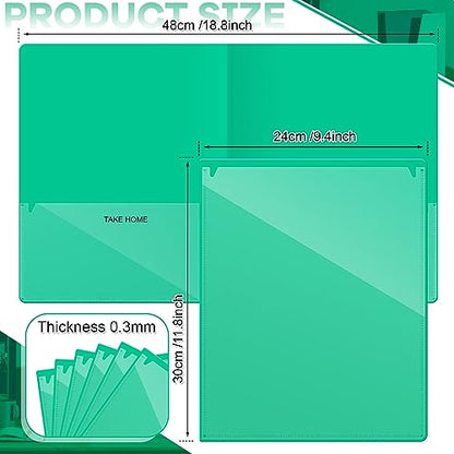 Henoyso 72 Pcs Plastic Take Home Folders with 2 Pockets Parent Teacher Classroom Communication Homework Folder for Students Parent Teacher Connect (Green) - color: Green