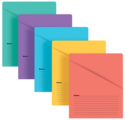 Better Office Products Lined Vertical Slash Pocket File Folders, 25 Pack, 5 Assorted Colors, Letter Size Slash File Jacket with Notes on Front & Back, Half Pocket File Folders