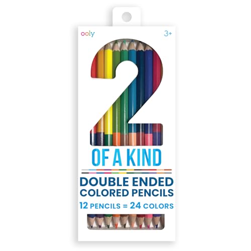 Ooly Double-Ended Colored Pencils, Set of 12 with 24 Colors, Drawing & Coloring Pencils for Kids and Adults, Colorful School Supplies for Arts and Crafts, Double-Ended - style: Double-Ended