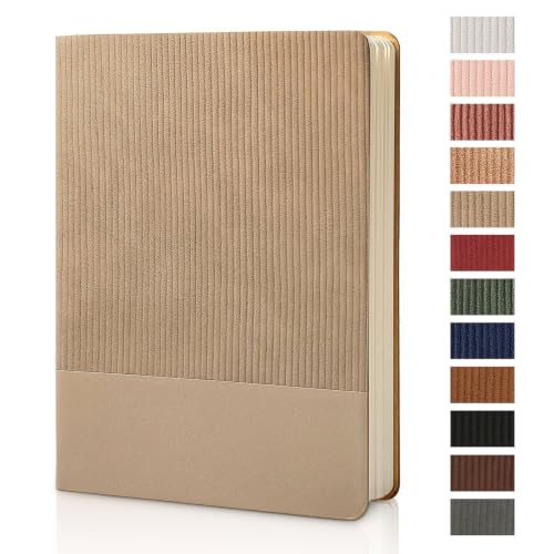 Lined Journal Notebook for Work College Ruled Notebook 5.79" x 8.27" A5 PU Leather Daily Journaling Notebook 216 Pages for Women Men Daily Writing Business School Travel Gift (Khaki) - color: 01-Khaki-1pack, style: A5 Lined 216pages