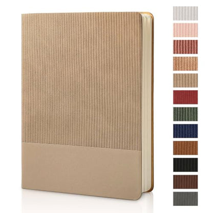 Lined Journal Notebook for Work College Ruled Notebook 5.79" x 8.27" A5 PU Leather Daily Journaling Notebook 216 Pages for Women Men Daily Writing Business School Travel Gift (Khaki) - color: 01-Khaki-1pack, style: A5 Lined 216pages