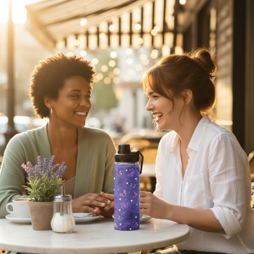 Butterfly Water Bottle 18oz Stainless Steel Insulated Tumbler Coffee Travel Mug Cup Keeps Drinks Cold & Hot, Gifts for Butterfly Women Birthday - color: Butterfly