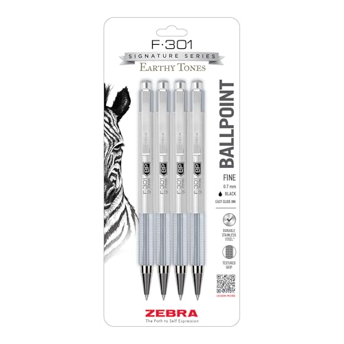 Zebra Pen F-301 Signature Series Ballpoint Pen, Black, 0.7mm, 4-Pk (27214) - color: Black Ink C
