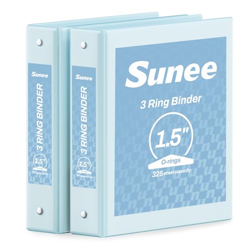 SUNEE 3 Ring Binder 1.5 Inch 2 Pack, Clear View Binder Three Ring PVC-Free (Fit 8.5x11 Inches) for School or Office Supplies, Blue - color: Blue, size: 1.5 Inch