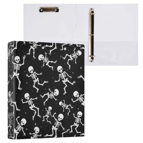 ALAZA 3 Ring Binder Funny Dancing Skeleton Clipboard Round Ring Binder Holds 1.5 Inch Three Binders Heavy Duty Binders for Office Supplies, 1Pack - color: Multicolored 42