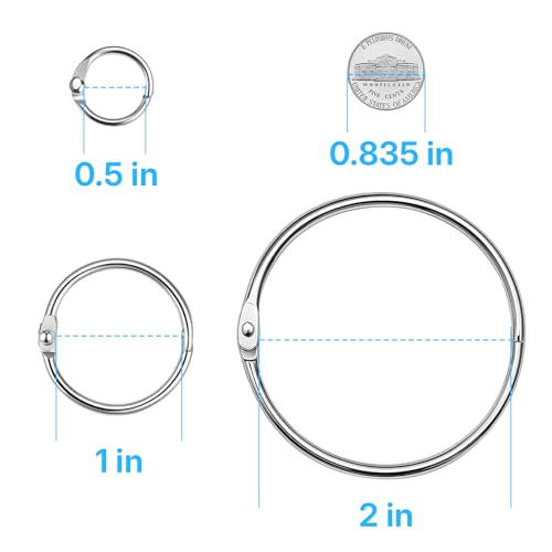 OWLKELA 80 Pcs Binder Rings 0.5 Inch, Loose Leaf Metal Book Rings, Flash Card Rings, Index Card Rings, Clip Rings, Nickel Plated Steel, Key Rings, Silver - color: Silver, size: 0.5 inch 80 Pcs