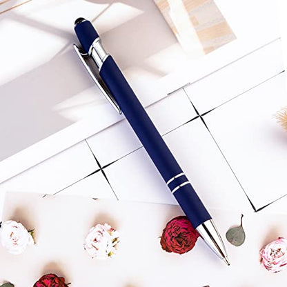 PASISIBICK 12 Pieces Blue Ballpoint Pen with Stylus Tip, 2 in 1 Stylus Stylish Pen, Premium Metal Stylus Pen for Touch Screens, Black Ink, 1.0 mm Medium Point.(12 PCS Blue) - color: 12 Pcs Blue Stylus Pens