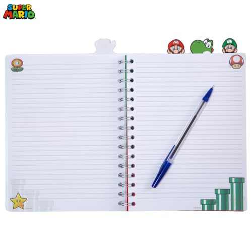 Innovative Designs Super Mario Bros Tab Journal Notebook, Spiral Bound, 96 Lined Pages, 8 x 7 inches - style: Mario