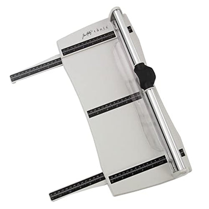 Tonic Studios Paper Cutter Tool - Rotary Trimmer for Scrapbooking, Cardstock, Vinyl, Photos - 12.5 Inch Cutting Length with Extendable Ruler and Grid Lines, White