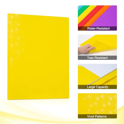 ViVin Plastic Folders with Pockets and Prongs,6 Pack,Heavy Duty 2-Pocket File Folder with 3 Fasteners,Fits Letter Size Paper,for School Home and Office(Bright Yellow) - color: Bright Yellow, size: 6 PACK