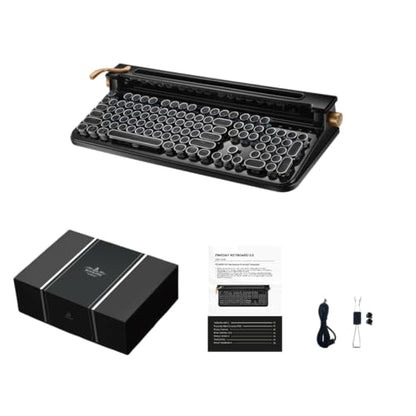FINEDAY Keyboard 2.0 Plus, 2.4G Wireless & Bluetooth, 104 Keys, Blue Switch, 5000mAh, Retro Mechanical Keyboard for PC/Mac/Phone (English Keycaps) - style: English Keycaps