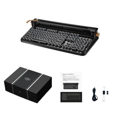 FINEDAY Keyboard 2.0 Plus, 2.4G Wireless & Bluetooth, 104 Keys, Blue Switch, 5000mAh, Retro Mechanical Keyboard with Korean/English Keycaps for PC/Mac/Phone (Korean Keycaps) - style: Korean Keycaps