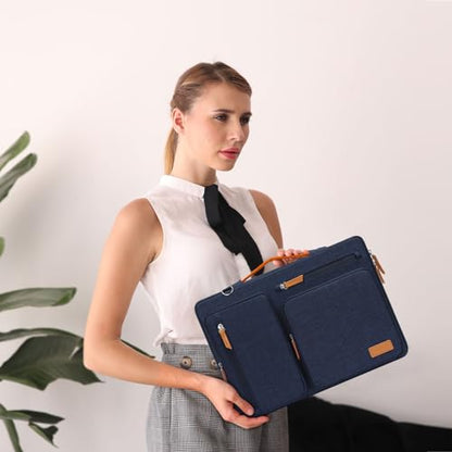 MOSISO 360 Protective Laptop Shoulder Bag,13-13.3 inch Computer Bag Compatible with MacBook Pro 14, HP, Dell, Lenovo, Asus Notebook,Side Open Messenger Bag with 4 Zipper Pockets&Handle, Navy Blue - color: Navy Blue, size: 13.3 inch
