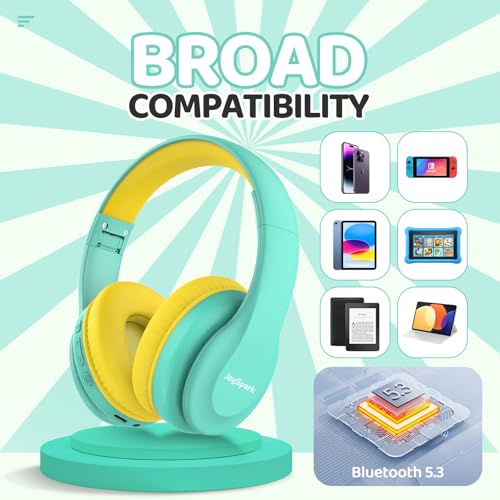 JoySpark Kids Bluetooth Headphones, Lightweight Wireless Headphones for Kids, 85/94dB Volume Limited, 60 Hours Playtime, Bluetooth 5.3, Over-Ear Toddler Headsets with Built-in Mic-Green - color: Green
