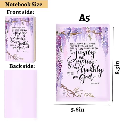Christian Purple Hard Shell Journal Notebook, Bible Gifts for Women, College Ruled Notebook, Inspirational Hardcover Notebooks, Journals for Writing Planner Note Taking 200 Sheets (5.8 x 8.3) - color: Multi 1149