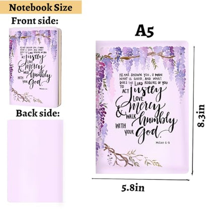 Christian Purple Hard Shell Journal Notebook, Bible Gifts for Women, College Ruled Notebook, Inspirational Hardcover Notebooks, Journals for Writing Planner Note Taking 200 Sheets (5.8 x 8.3) - color: Multi 1149