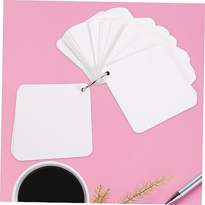 Hemoton Blank Flash Cards with Binder Rings Pre-hole Punched Notecards for Vocabulary Note Taking and Diy Projects Multipurpose Blank Cards for Study and Planning - size: 7.8X7.8X0.01CM