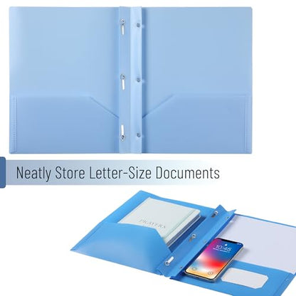 Mr. Pen- Plastic Folders with Pockets and Prongs, 5 Pack, Letter Size | Blue Shades, Flexible Plastic Folders with Prongs - color: Blue Shades, size: 5 Pack